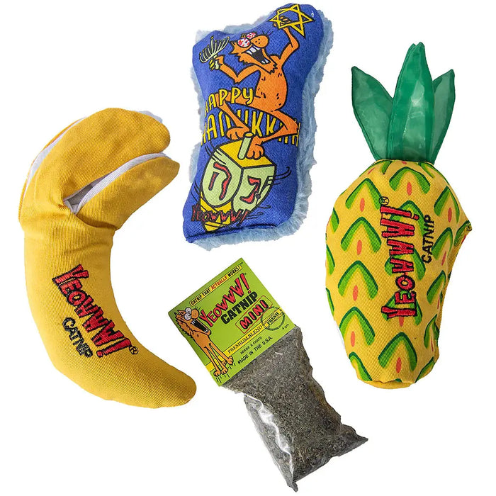 Yeowww! Catnip Dreidel Krinkle Cat Toy Gift Bundle