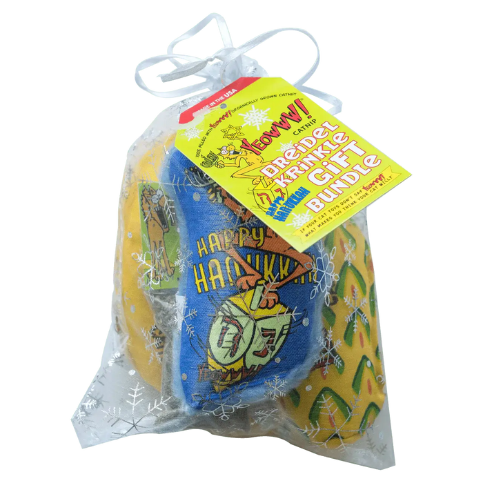 Yeowww! Catnip Dreidel Krinkle Cat Toy Gift Bundle