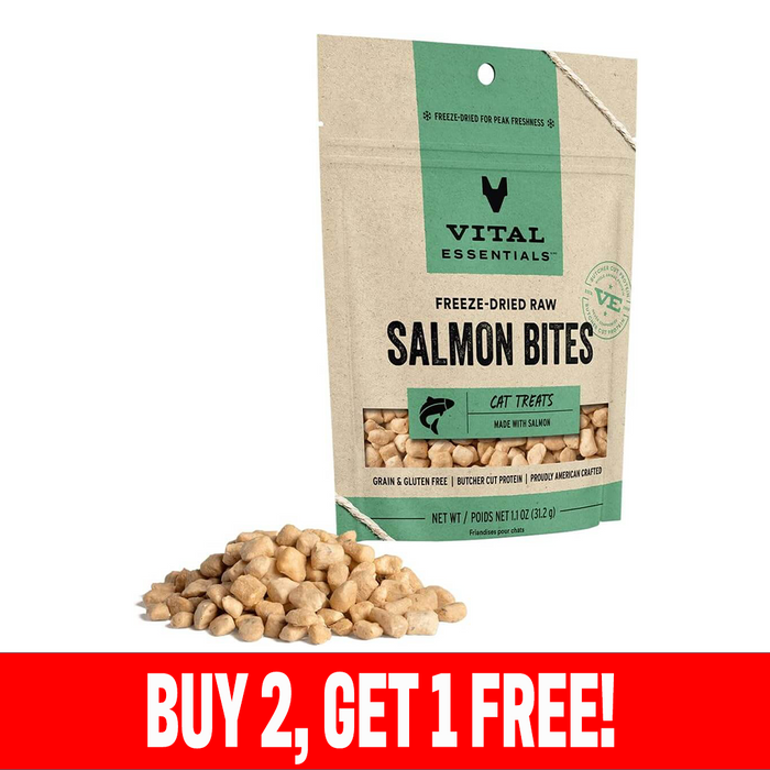 Vital Essentials Cat Treats Freeze-Dried Alaskan Salmon Bites, 1.1 oz