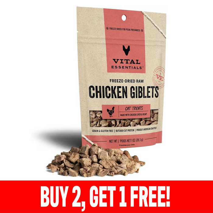 Vital Essentials Cat Treats Freeze-Dried Chicken Giblets 1 oz