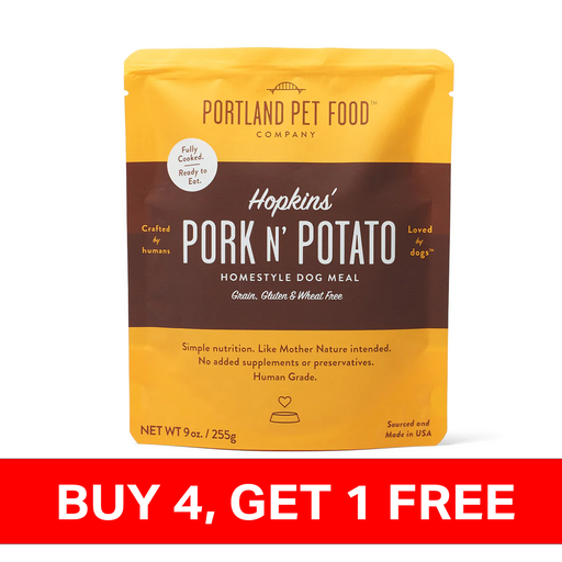 Portland Pet Food - Hopkins' Pork N' Potato Homestyle Dog Meal - SINGLE Dog Meal Pouch, 9oz