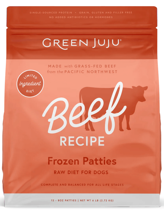 Green Juju Raw Frozen Beef Patties, 6lb