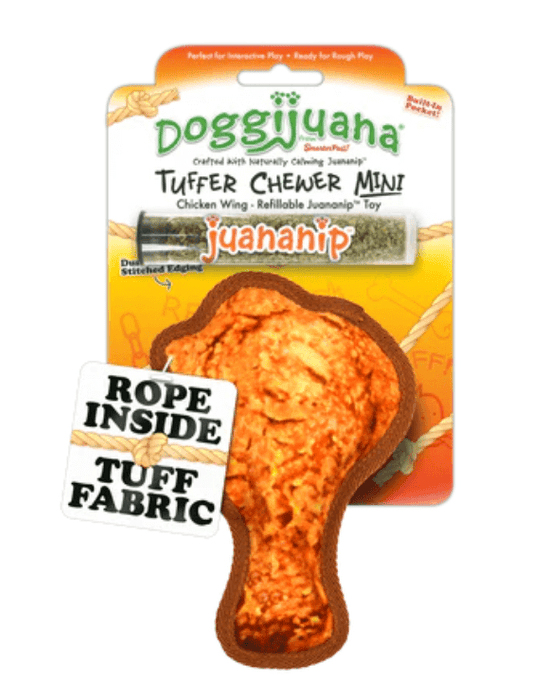 Doggijuana Tuffer Chewer Refillable Chicken Wing Dog Toy, Mini