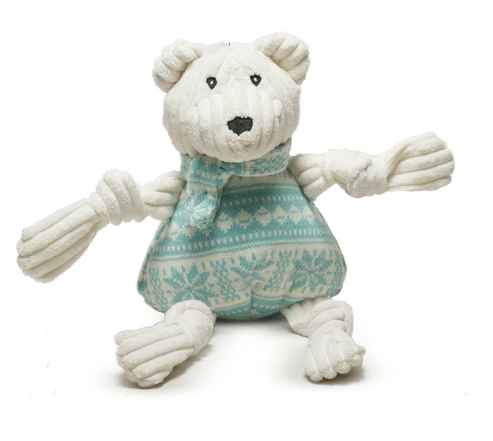 HuggleHounds Tundra Polar Bear Knottie Plush Holiday Dog Toy