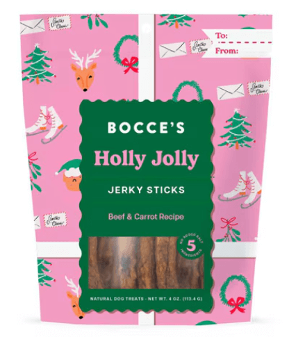 Bocce's Bakery Holly Jolly Jerky Sticks for Dogs Beef & Carrot -- 4 oz