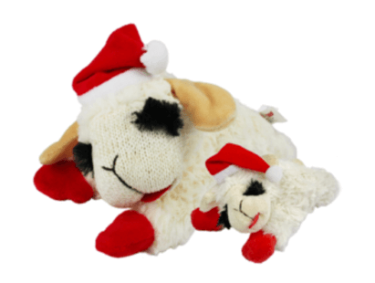 Multipet Holiday Lamb Chop - Laying with Santa Hat