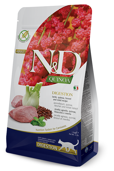 Farmina N&D Quinoa Feline Digestion Lamb, Quinoa, Fennel & Mint Adult Dry Cat Food